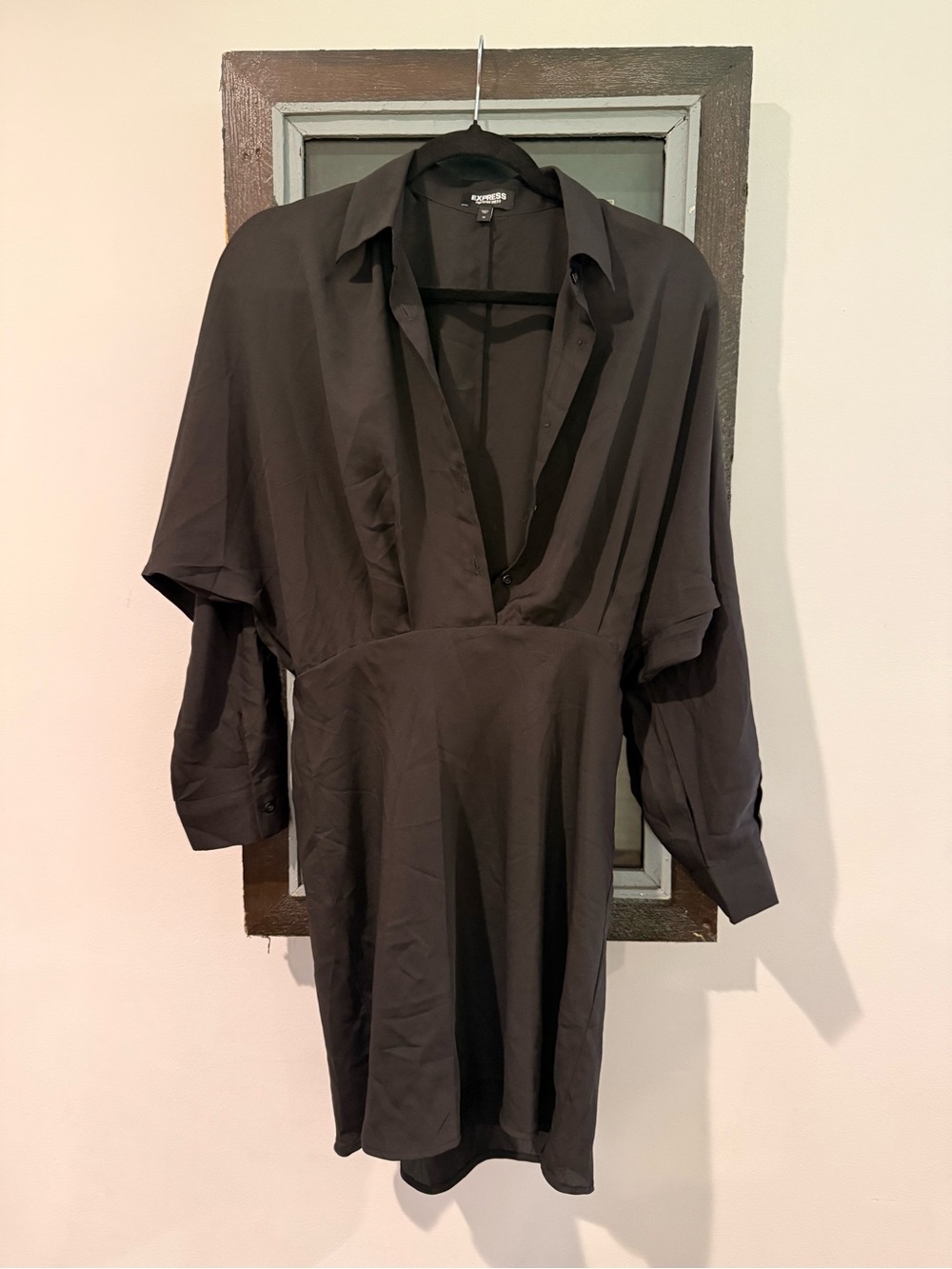 Express Black Portofino Shirt Dress -black